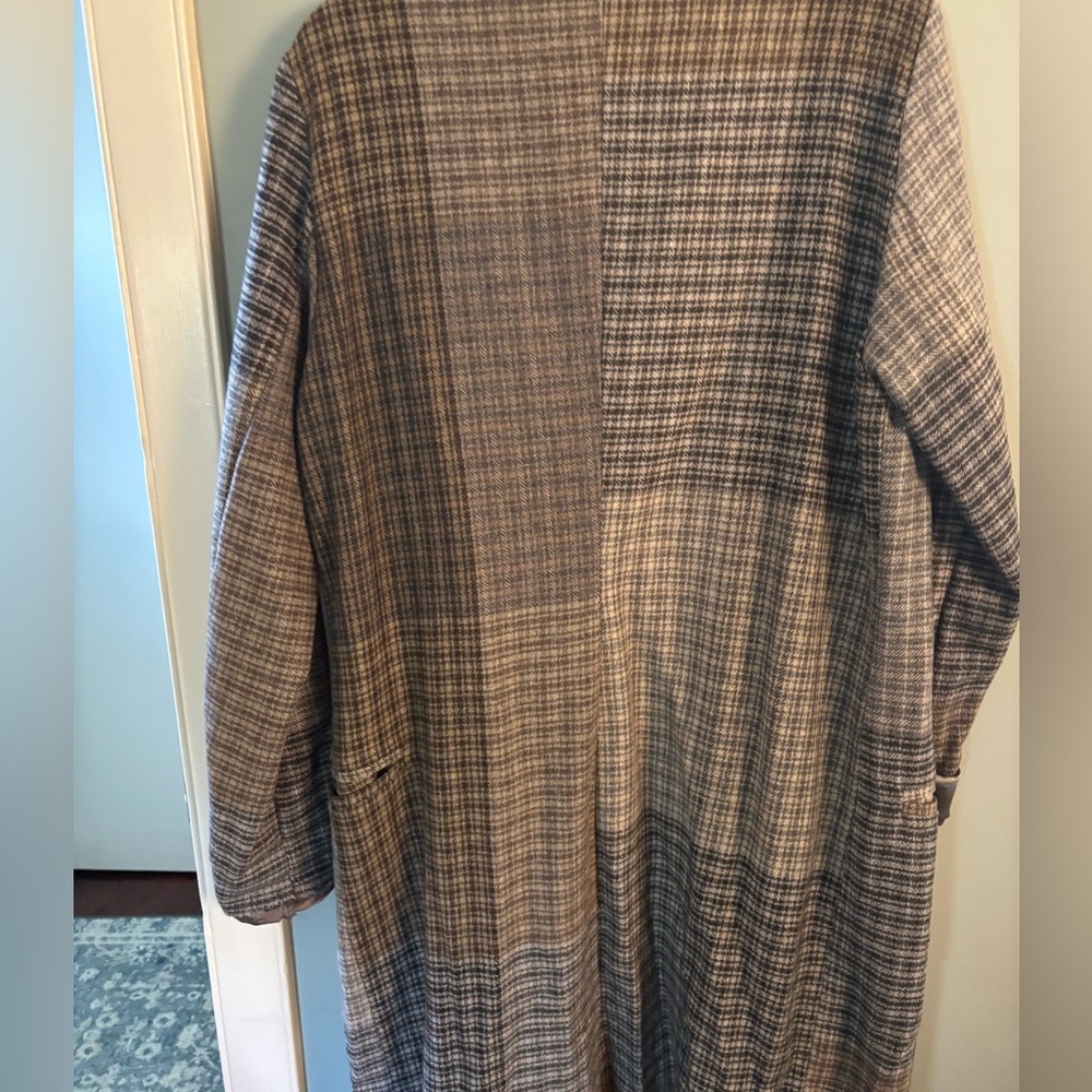 Grizas Plaid Long Coat in Brown and Gray - Picture 7 of 11